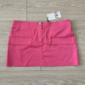 Zara Limited Edition Flap Trim Mini Skirt Pink Jewel